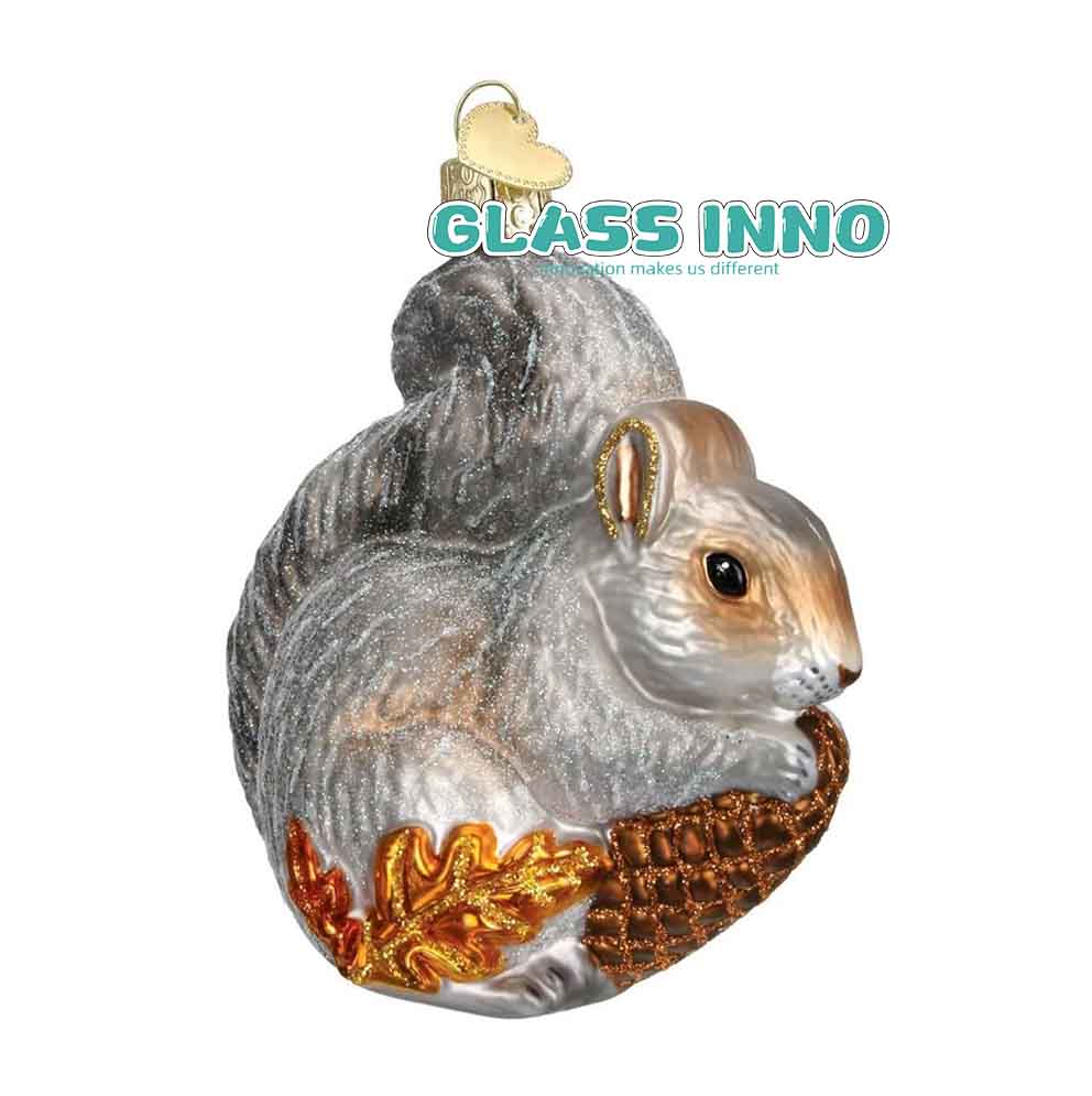Glass Christmas Ornament Squirrel 